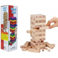 Дървенa дженга с цифри, 54 блокчета