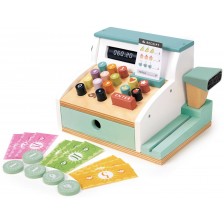 Дървен игрален комплект Tender Leaf Toys - Касов апарат с баркод четец -1