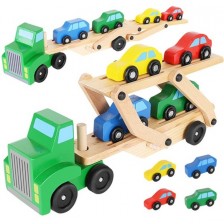 Дървена играчка Kruzzel - Автовоз с колички