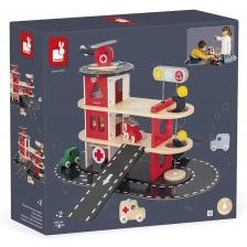 Дървен игрален комплект Janod - Пожарна станция -1
