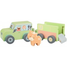 Дървен игрален комплект Orange Tree Toys - Фермерска кола с конче -1