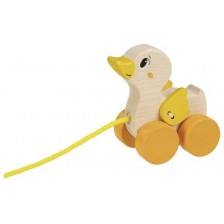 Дървена играчка за дърпане Goki - Жълтоклюно пате 