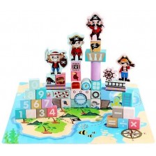 Дървени блокчета Raya Toys - Пирати, 99 части