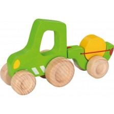 Дървена играчка Goki - Трактор с ремарке