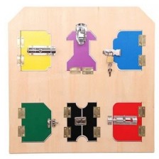 Дървена дъска Smart Baby - Врата с 6 ключалки -1