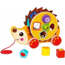 Дървена играчка за дърпане със сортер Tooky toy - Таралежче -1