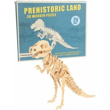 Дървен 3D пъзел Rex London - Праисторическа земя, Тиранозавър -1
