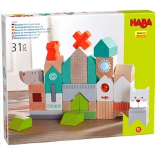 Дървени кубчета Haba - Куче и котка, 31 части -1