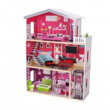 Дървена къща за кукли с обзавеждане Moni Toys - Isabella, 4118 -1