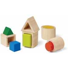 Дървени кубчета за редене и сортиране PlanToys  -1