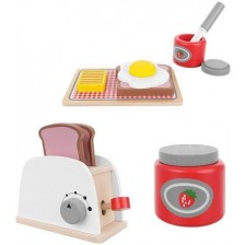 Дървена играчка Iso Trade - Тостер с продукти