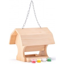Дървена детска играчка Woody - Оцвети своя къщичка за птички -1