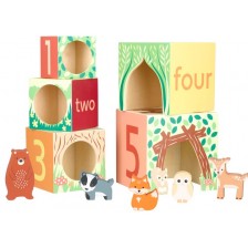 Дървени кубчета Orange Tree Toys - Горски животни -1