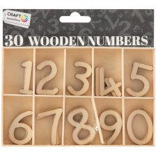 Дървени числа в кутия Grafix, 30 броя