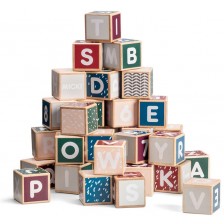 Дървени кубчета Micki - Букви и цифри -1