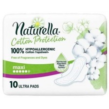 Дамски превръзки с крилца Naturella Cotton Protection - Super, 10 броя