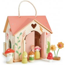 Дървена къща за кукли Tender Leaf Toys - Rosewood Cottage, с фигурки -1
