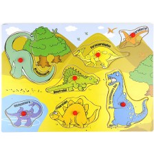 Дървен пъзел Acool Toy - Динозаври, 8 части