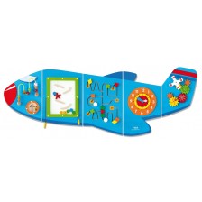 Дървена играчка Viga - Самолет за стена с активности