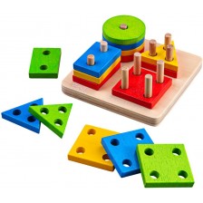 Дървена играчка за сортиране Bigjigs - С геометрични фигури