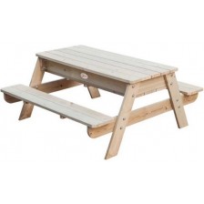 Дървен комплект Classic World - Маса с пейка за игра с пясък и вода -1