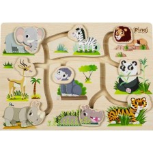 Дървен пъзел-лабиринт и логическа игра Pino - Диви животни
