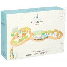 Дървен игрален комплект Orange Tree Toys Peter Rabbit - Влак с релси и фигури -1