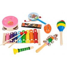 Дървен игрален комплект Wooden - Музикални инструменти, 7 броя -1