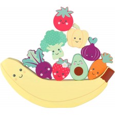 Дървена игра за баланс Orange Tree Toys - Щастливи зеленчуци -1