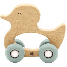 Дървена играчка с чесалка KikkaBoo - Duck, Mint -1