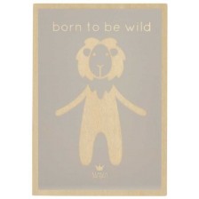 Дървена картичка за бебе Bam Bam - Born to be wild