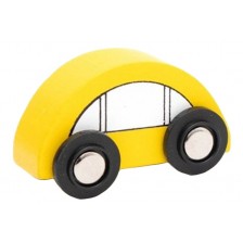 Дървена играчка Smart Baby - Автомобил, жълт