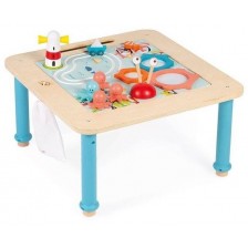 Дървена играчка Janod - Регулируема маса със зони за игра, Морски свят -1