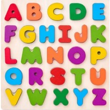 Дървен пъзел Woody - английската азбука, главни букви