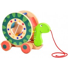 Дървена играчка Acool Toy - Костенурка сортер с колелца -1