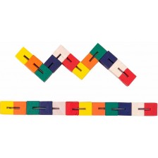 Дървена играчка Bigjigs - Змия от цветни блокчета
