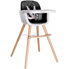 Дървен стол за хранене KikkaBoo - Woody, Black -1