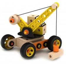 Дървен конструктор Acool Toy - Кран, с болтчета и гайки -1
