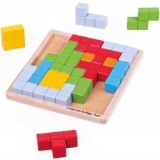Дървена игра Bigjigs - Блокове с шаблони