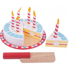 Дървена торта за рязане Bigjigs - Рожден ден