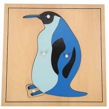 Дървен пъзел с животни Smart Baby - Пингвин, 4 части -1