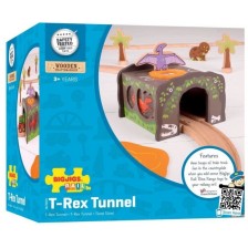 Дървена играчка Bigjigs - ЖП тунел, Т-Рекс -1