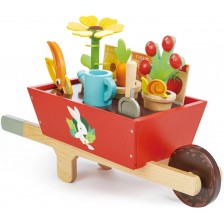 Дървен игрален комплект Tender Leaf Toys - Градинарска количка с аксесоари -1