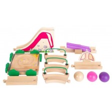 Дървен комплект Small Foot - Писта с топчета/Детска площадка -1