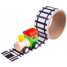 Дървена играчка Bigjigs - Влакче с релси от тиксо