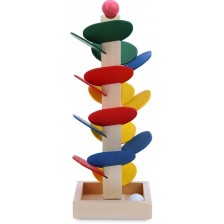 Дървена играчка Smart Baby - Кула с падащи топчета -1