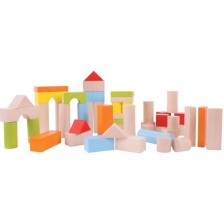 Дървен комплект Bigjigs - Цветни блокчета 