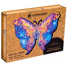 Дървен пъзел Unidragon от 700 части - Пеперуда (размер RS) -1