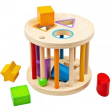 Дървена играчка за сортиране Bigjigs - Търкаляща се, с фигурки
