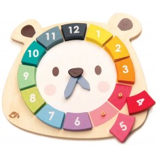 Дървена играчка Tender Leaf Toys - Образователен часовник Мече